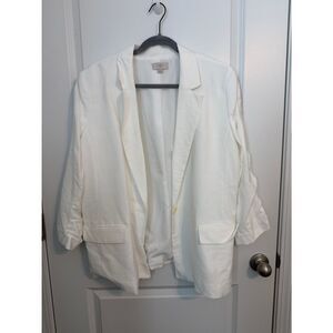 LOFT Cream Open-Front Notch Lapel Blazer